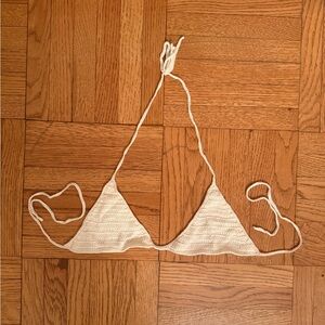 Off White Crochet Triangle Bikini Top